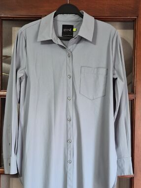 LYSSE  Light Gray Blue Long-Sleeve Button Shirt
